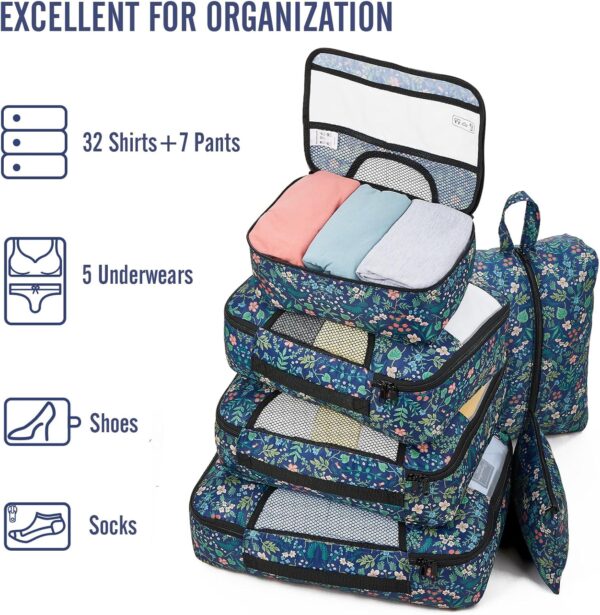 Veken 8 Set Packing Cubes for Suitcases, Travel Bag Organizers for Carry on Luggage, Suitcase Organizer Bags Set for Travel Essentials Travel Accessories in 4 Sizes(Extra Large, Large, Medium, Small) - Image 5