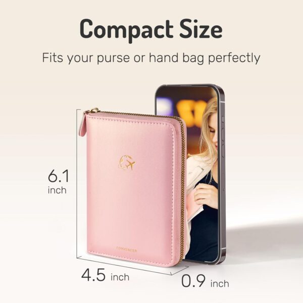 Forvencer Passport Holder Cover with Safe Zipper Closure, Premium Passport Wallet for Travel, Cute RFID Blocking Card Case, Waterproof Travel Accessories for Women, Black - Image 4