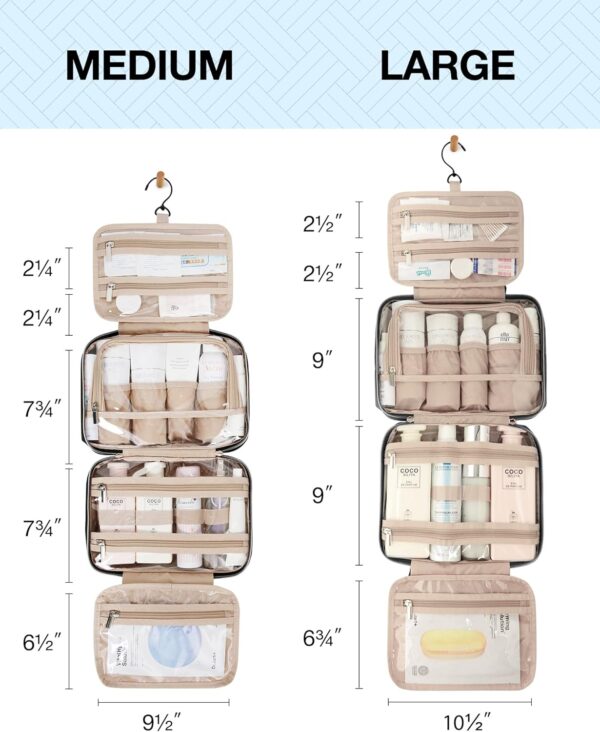 BAGSMART Toiletry Bag Hanging Travel Makeup Organizer with TSA Approved Transparent Cosmetic Bag Makeup Bag for Full Sized Toiletries, Large-Blck - Image 4