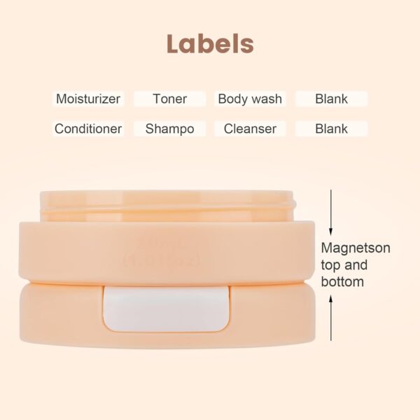 Gemice Travel Containers for Toiletries, Magnetic Travel Containers, TSA Approved Cream Jars with Clear Toiletry Bag, Leak-proof Small Jars with Multiple Labels for Better Organization - Image 3