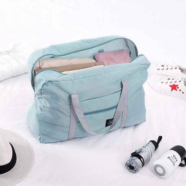 Foldable Travel Duffel Bag 2PCS Tote Carry on Luggage Bag Spirit Airlines Personal item Sports Gym Bag Water Resistant Weekender Overnight Bags for Women and Men (Green+Blue) - Image 4