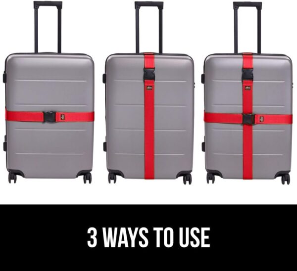 Gorilla Grip Heavy Duty Adjustable Luggage Straps for Suitcases, Easy to Identify Travel Belt Connector Holds Suitcase Together, Extends Life of Bag, Strap Connects Two Bags, Accessories 2 Pack Red - Image 6