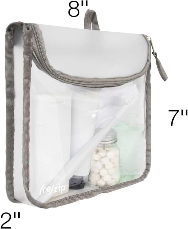 (re)zip Zippered TSA-Compliant Travel Quart Bag | Zippered, Reusable, Storage Bag for Toiletries, Makeup, Suitcase Organization | BPA-Free, Food Grade, Machine Washable (Clear, Sage Piping) - Image 5