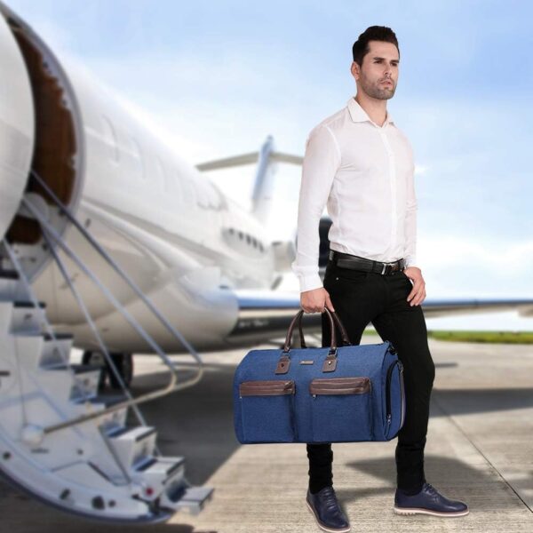 Convertible Garment Bag with Toiletry Bag, Modoker Carry on Garment Duffel Bag for Men Women - 2 in 1 Hanging Suitcase Suit Travel Bags, Blue - Image 6