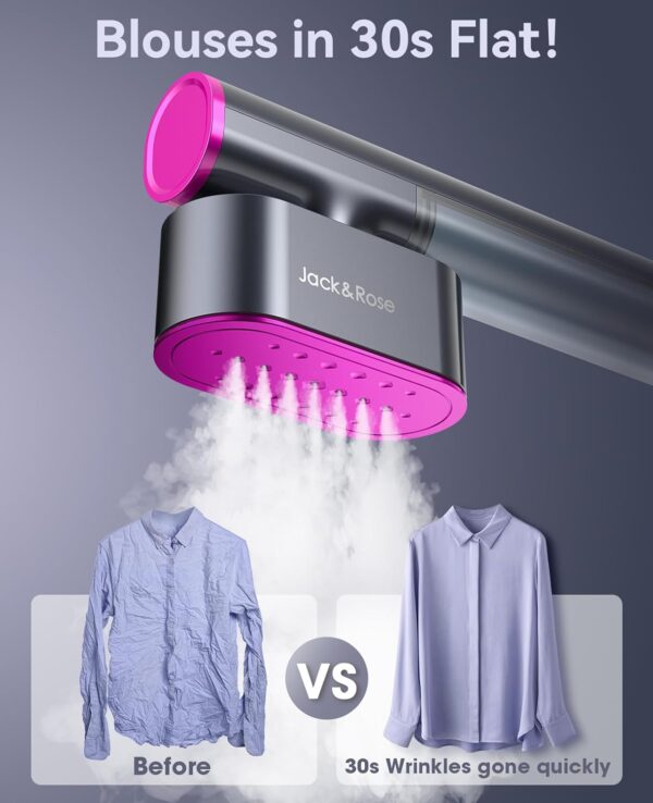 Jack ＆ Rose Travel Steamer for Clothes,110-220V Portable Steamer,15s Heat Up,Steamer ＆ Iron 2 In 1, Travel Size Garment Steamer,Large Ceramic Heat Panel,for Global ＆ Europe Traveling - Image 4