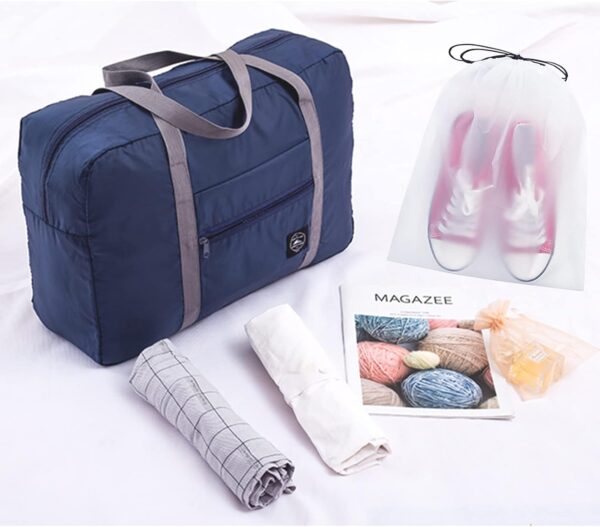 Foldable Travel Duffel Bag 2PCS Tote Carry on Luggage Bag Spirit Airlines Personal item Sports Gym Bag Water Resistant Weekender Overnight Bags for Women and Men (Green+Blue) - Image 8