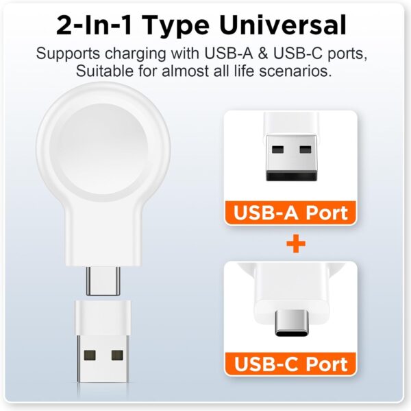 𝟐𝟎𝟐𝟓 𝐔𝐩𝐠𝐫𝐚𝐝𝐞 for Apple Watch Charger,Magnetic Portable iWatch Charger USB C&USB A Fast Wireless Charging Travel Watch Charger for iWatch Ultra2/Ultra/SE2/SE Series 10/9/8/7/6/5/4/3/2/1 - Image 6
