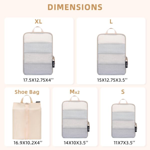 BAGAIL 4 Set/6 Set Ultralight Compression Packing Cubes Packing Organizer for Travel Accessories Luggage Suitcase Backpack(70D FullMesh 6Set Cream) - Image 2