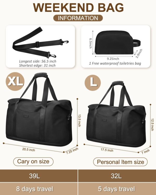 Expandable Travel Duffle Bags Weekender Overnight Bags for Women Men Hospital Bag for Women Labor Delivery with Toiletry Bag Waterproof - Image 2
