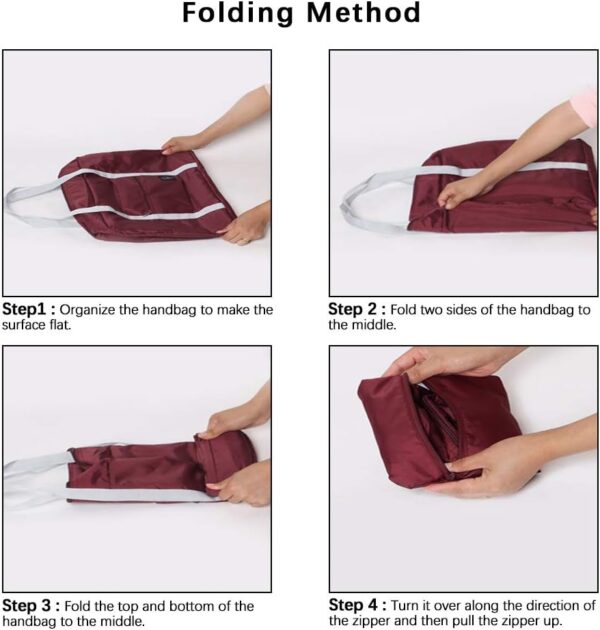2 Pcs Foldable Travel Duffel Bags, Waterproof Lightweight Carry-on Bags, Suitable for Overnight, Holiday, Shopping, Weekends, Outing, Gym(Wine Red/Navy Blue) - Image 5