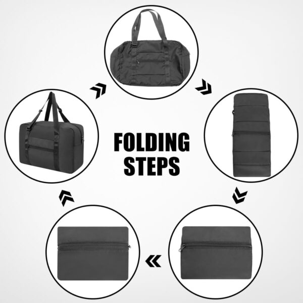 Small Duffle Bag for Travel, Personal Item Travel Bag Foldable Travel Tote Mini Gym Bag for Men Women, Black - Image 6