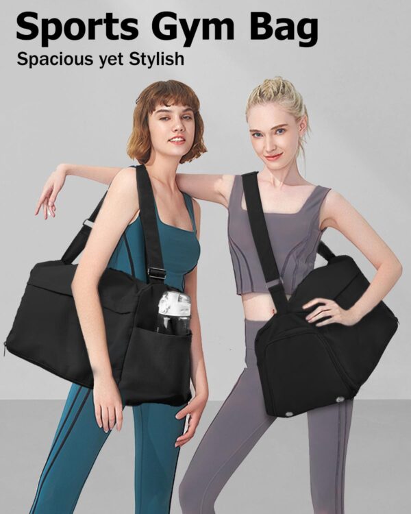 Gym Bag for Women with Shoe Compartment Sports Duffle Bag Men with Wet Pocket and Bottle Pocket Lightweight for Travel Workout, Black - Image 5