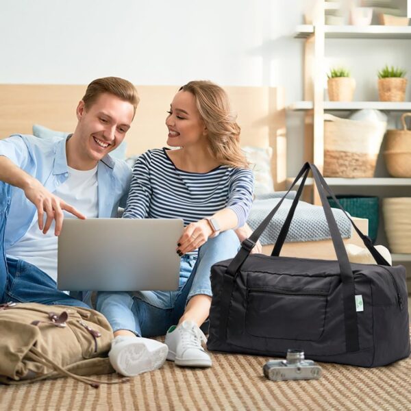 HOLYLUCK Foldable Travel Duffel Bag For Women & Men Luggage Great for Gym (black) One_Size - Image 5