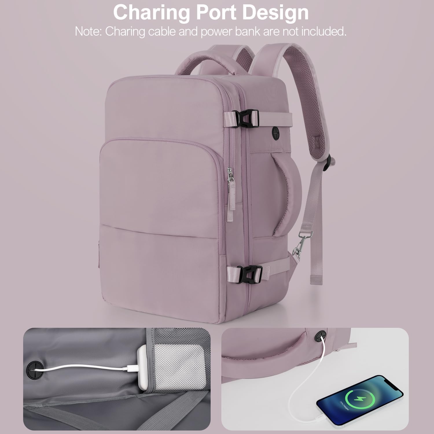 Travel laptop Backpack for Women, Personal Item Size Flight Approved, 16 Inch Laptop Bag with Multi-Pockets, College Computer Bag, Waterproof Carry On Backpack Casual Daypack Backpack - Image 9