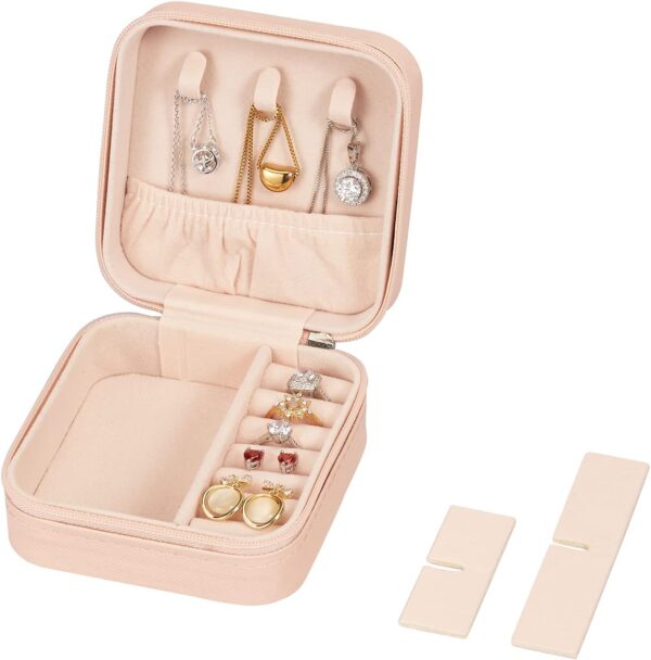 LETURE PU Leather Small Jewelry Box, Travel Portable Jewelry Case for Ring, Pendant, Earring, Necklace, Bracelet Organizer Storage Holder Boxes (Pink) - Image 7