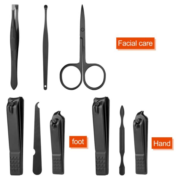 Manicure set Men Personal Care Tools Accessories Finger and Toe Nail Clippers Kit Professional Manicure Pedicure Kit With Travel Case Nail Grooming Kit Present for Men Husband Boyfriend Parent - Image 2