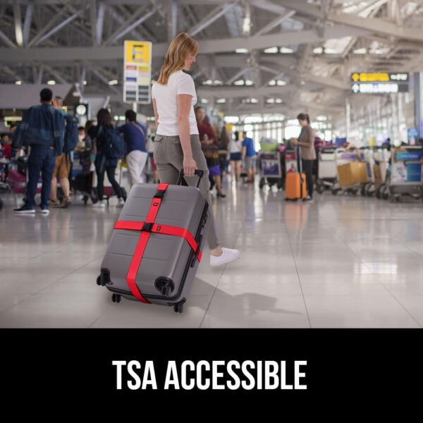 Gorilla Grip Heavy Duty Adjustable Luggage Straps for Suitcases, Easy to Identify Travel Belt Connector Holds Suitcase Together, Extends Life of Bag, Strap Connects Two Bags, Accessories 2 Pack Red - Image 9