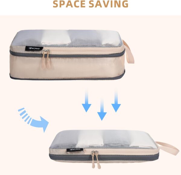 BAGAIL 4 Set/6 Set Ultralight Compression Packing Cubes Packing Organizer for Travel Accessories Luggage Suitcase Backpack(70D FullMesh 6Set Cream) - Image 5