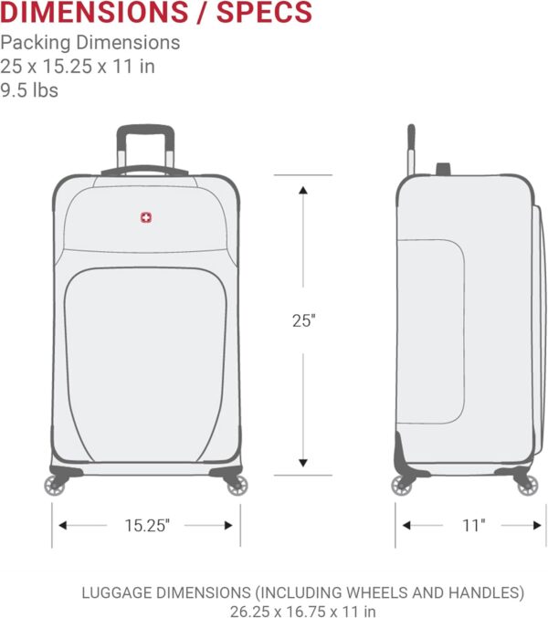 SwissGear Sion Softside Expandable Luggage, Black, Checked-Medium 25-Inch - Image 6