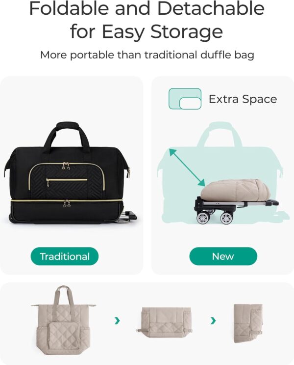 BAGSMART Rolling Duffel Bags for Women, 35L Weekender Bags for Women - Image 5