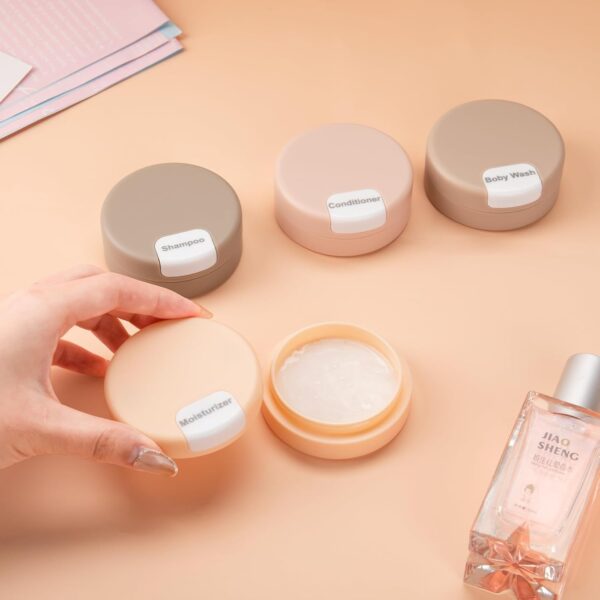 Gemice Travel Containers for Toiletries, Magnetic Travel Containers, TSA Approved Cream Jars with Clear Toiletry Bag, Leak-proof Small Jars with Multiple Labels for Better Organization - Image 5