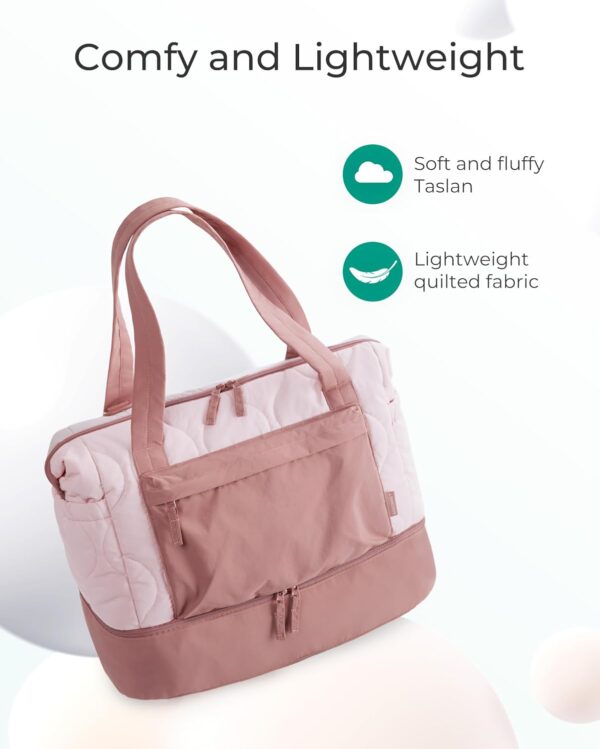 BAGSMART Puffer Duffle Bag for Travel, 33L Weekender Bags for Women, Carry on Bag with Shoe Compartment, Lightweight Travel bag, TSA-Free Overnight Hospital Bag - Image 4