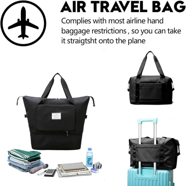 Large Capacity Travel Bag, Expandable Foldable Travel Duffel Bag, Dry and Wet Separation Portable Travel Duffel Bag, Overnight Bag for Women and Man（Fuchsia） - Image 3