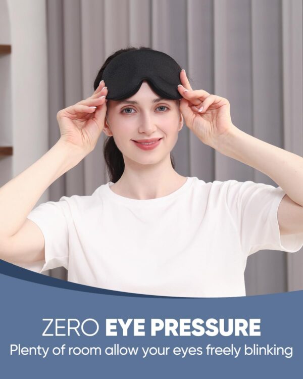 MZOO Sleep Eye Mask for Side Sleeper Men Women, Zero Eye Pressure 3D Sleeping Mask, Light Blocking Patented Design Night Blindfold, Soft Eye Shade Cover for Travel, Black - Image 2