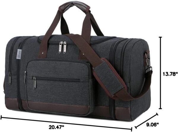 Duffle Bag for Travel,Overnight Weekend Gym Carry On Luggage Bag, 50L Travel Duffel Bag for Men Women, Expandable Spacious Travel Duffel Bag, Black - Image 7