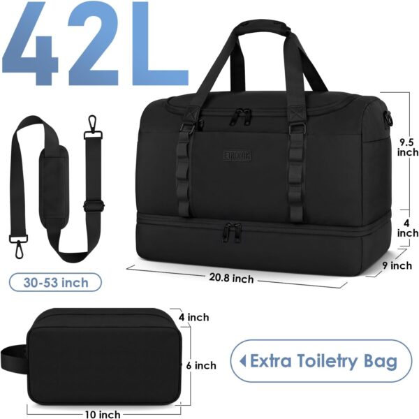 ETRONIK Travel Bag for Men Women, Duffle Bag & Gym Bag with Shoe Compartment, Weekender Overnight Bag with Toiletry Bag, Carry on Bags for Airplane for Travel, Trip, Gym, Yoga, Black - Image 6