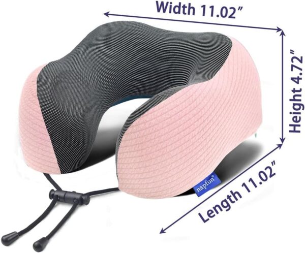 napfun Neck Pillow for Traveling, Upgraded Travel Neck Pillow for Airplane 100% Pure Memory Foam Travel Pillow for Flight Headrest Sleep, Portable Plane Accessories, Pink - Image 5