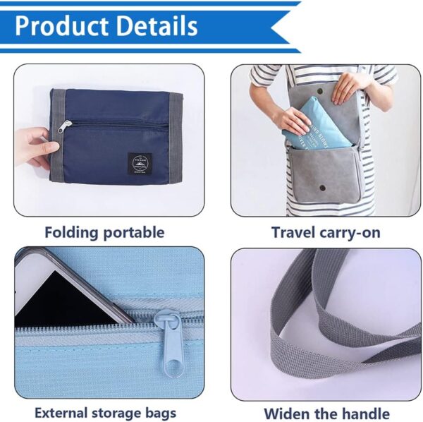 Foldable Travel Duffel Bag 2PCS Tote Carry on Luggage Bag Spirit Airlines Personal item Sports Gym Bag Water Resistant Weekender Overnight Bags for Women and Men (Green+Blue) - Image 3