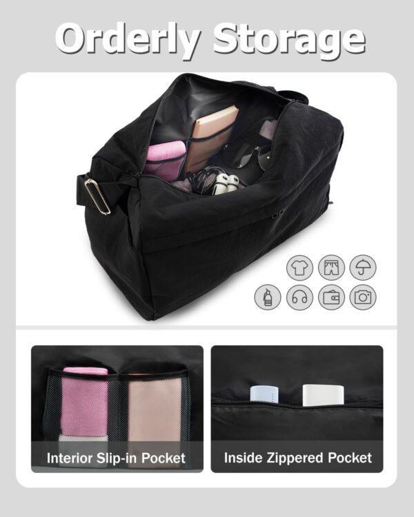 Gym Bag for Women with Shoe Compartment Sports Duffle Bag Men with Wet Pocket and Bottle Pocket Lightweight for Travel Workout, Black - Image 6