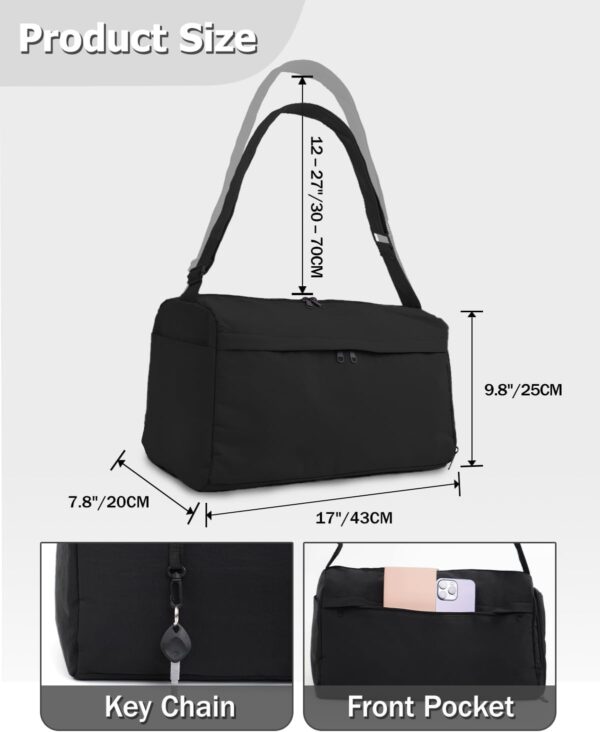 Gym Bag for Women with Shoe Compartment Sports Duffle Bag Men with Wet Pocket and Bottle Pocket Lightweight for Travel Workout, Black - Image 4