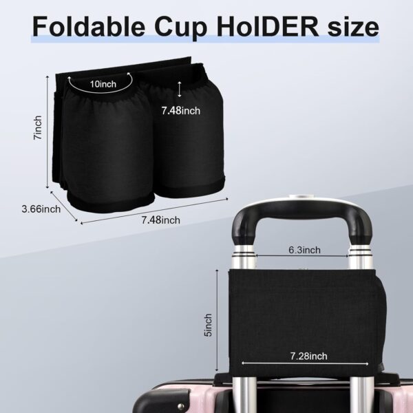 Luggage Travel Cup Holder for Suitcases Free Hands, Travel Accessories, Carry on Beverage Cup Holder Attachment, Luggage Cup Caddy Gifts for Flight Attendants, Business, Travelers, Black - Image 9