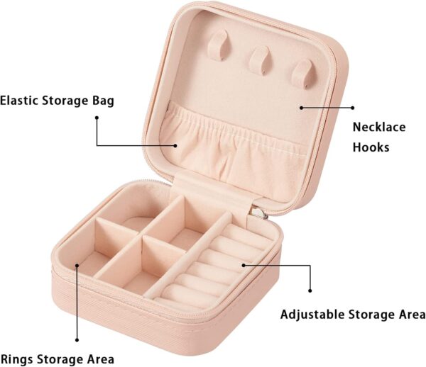 LETURE PU Leather Small Jewelry Box, Travel Portable Jewelry Case for Ring, Pendant, Earring, Necklace, Bracelet Organizer Storage Holder Boxes (Pink) - Image 3