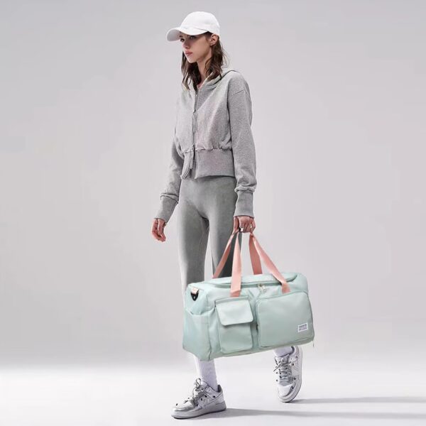 Small Gym Bag for Women, Travel Duffle Bag Carry On Weekender Bag with Shoe Compartment - Image 7