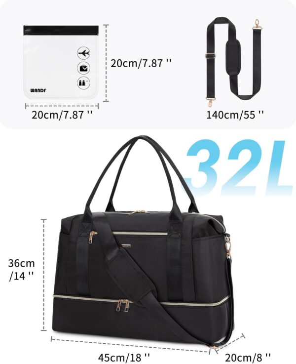 WANDF For Spirit Airlines Personal Item Bag 18x14x8 Underseat with Wet Pocket & Shoe Compartment & Tsa Approved Toiletry Bag - Image 9