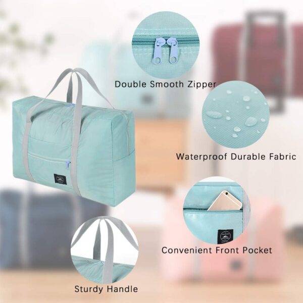 2 Pcs Foldable Travel Duffel Bags, Waterproof Lightweight Carry-on Bags, Suitable for Overnight, Holiday, Shopping, Weekends, Outing, Gym(Wine Red/Navy Blue) - Image 3