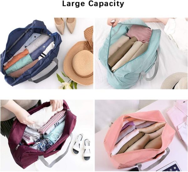 2 Pcs Foldable Travel Duffel Bags, Waterproof Lightweight Carry-on Bags, Suitable for Overnight, Holiday, Shopping, Weekends, Outing, Gym(Wine Red/Navy Blue) - Image 6