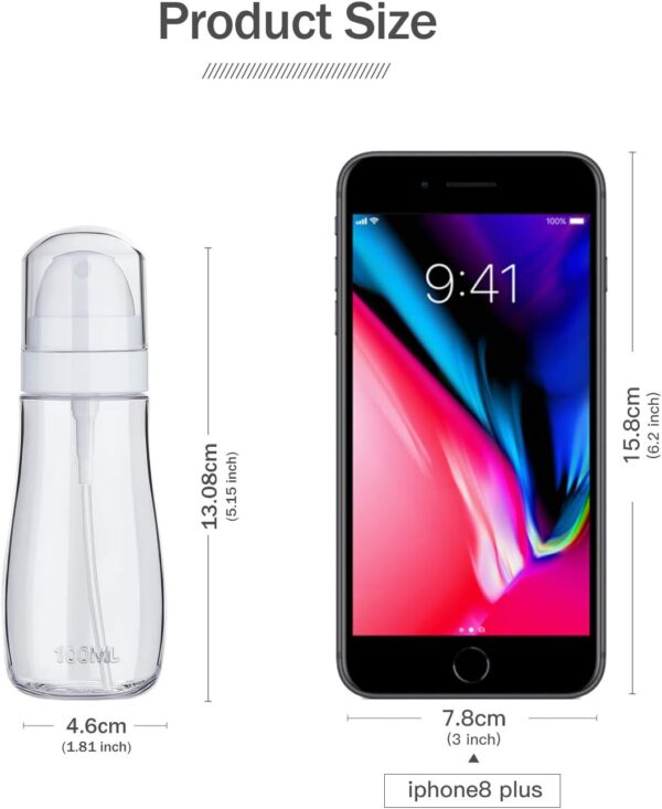 Small Spray Bottle with Fine Mist, 2 Pack 3.4oz/100ml Travel Spray Bottles for Hair and Face, Refillable Spray Bottles for Cleaning Solutions, Perfume, Liquid Cosmetics, Essential Oils TSA Approved - Image 6