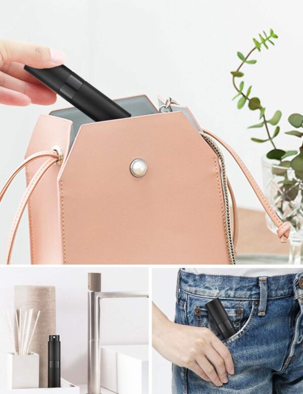 LISAPACK 8ML Atomizer Perfume Spray Bottle for Travel (3 PCS) Empty Cologne Dispenser, Portable Sprayer (Black) - Image 4
