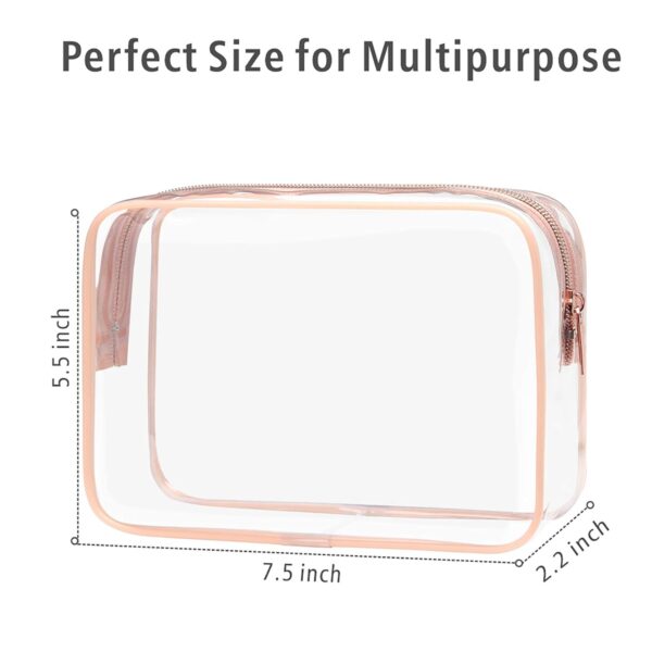 PACKISM Clear Makeup Bag - TSA Approved Toiletry Bag for Travel Size Toiletries, Travel Clear Toiletry Bag Quart Size Bag, Carry on Airport Airline Compliant Bag, Rose Pink(for age 12 or above) - Image 4