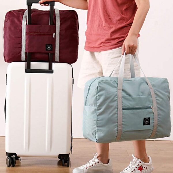 2 Pcs Foldable Travel Duffel Bags, Waterproof Lightweight Carry-on Bags, Suitable for Overnight, Holiday, Shopping, Weekends, Outing, Gym(Wine Red/Navy Blue) - Image 4