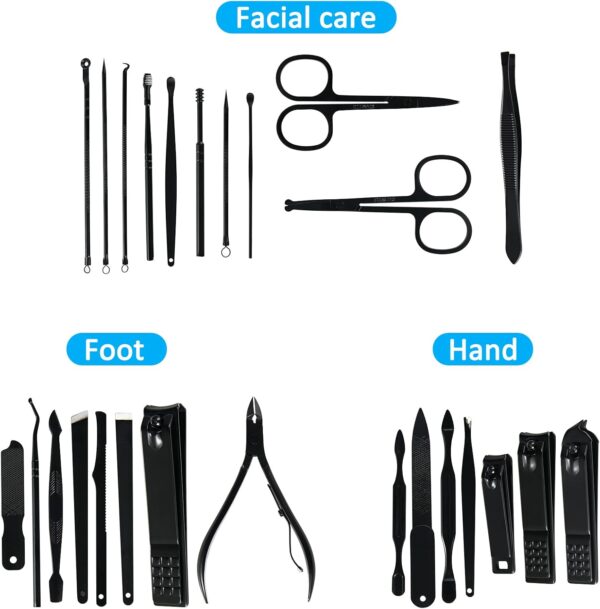 Manicure Set Professional Nail Clipper Kit-26 Pieces Stainless Steel Manicure Kit,nail Care Tools with Luxurious Travel Case - Image 3
