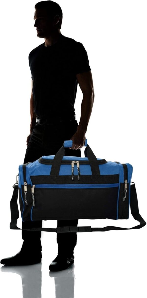 DALIX 21" Blank Sports Duffle Bag Gym Bag Travel Duffel with Adjustable Strap in Royal Blue - Image 7