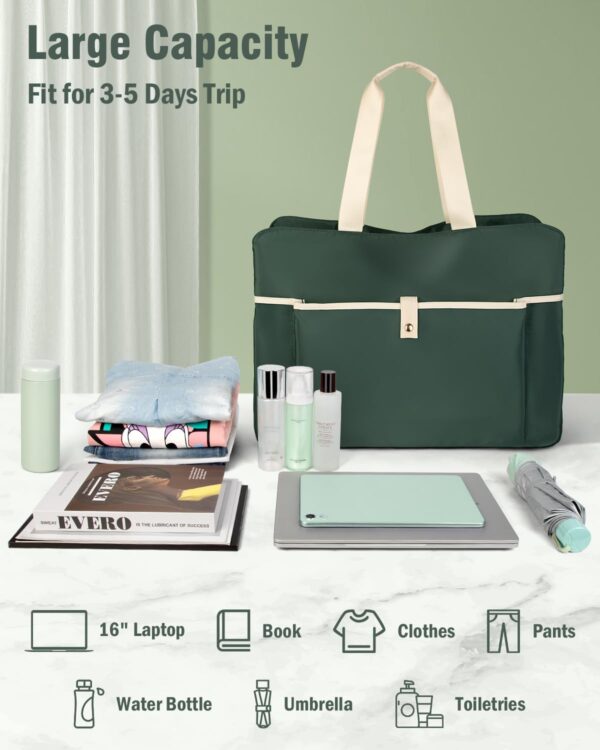 Wedama Large Tote Gym Bag for Women, Weekender Bags Travel Duffel Overnight Carry on Bag Women Labor Delivery with Wet Pocket for Travel Sport, Dark Green - Image 3