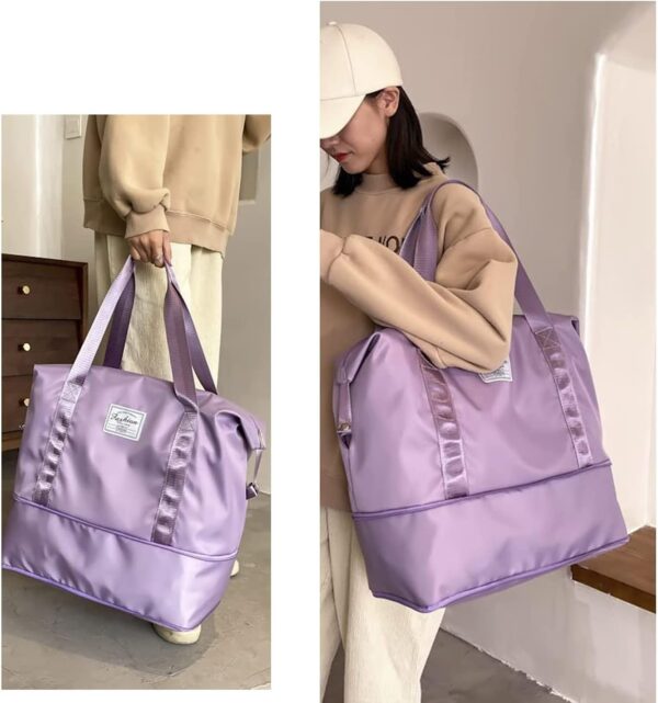 Large Capacity Travel Bag, Expandable Foldable Travel Duffel Bag, Dry and Wet Separation Portable Travel Duffel Bag, Overnight Bag for Women and Man（Fuchsia） - Image 6