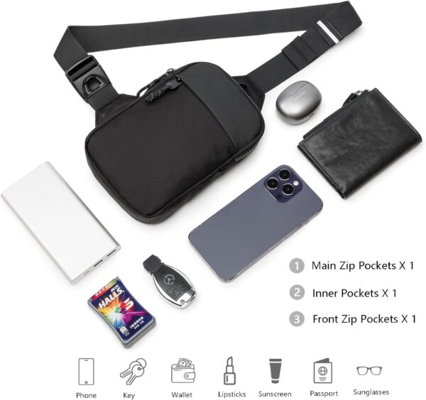 Mini Sling Bag for Men Women, Crossbody Waterproof Trendy Shoulder Cell Phone Chest Bag for Travel Work Gym - Image 4
