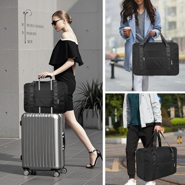 Small Duffle Bag for Travel, Personal Item Travel Bag Foldable Travel Tote Mini Gym Bag for Men Women, Black - Image 2